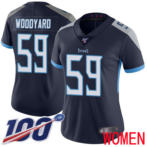 Tennessee Titans Limited Navy Blue Women Wesley Woodyard Home Jersey NFL Football #59 100th Season Vapor Untouchable->tennessee titans->NFL Jersey